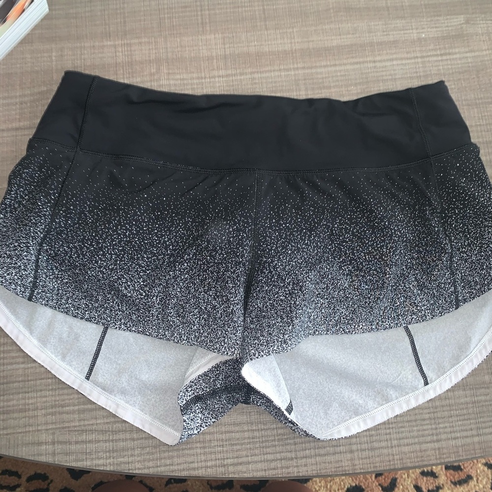 Speckled lulu lemon shorts.